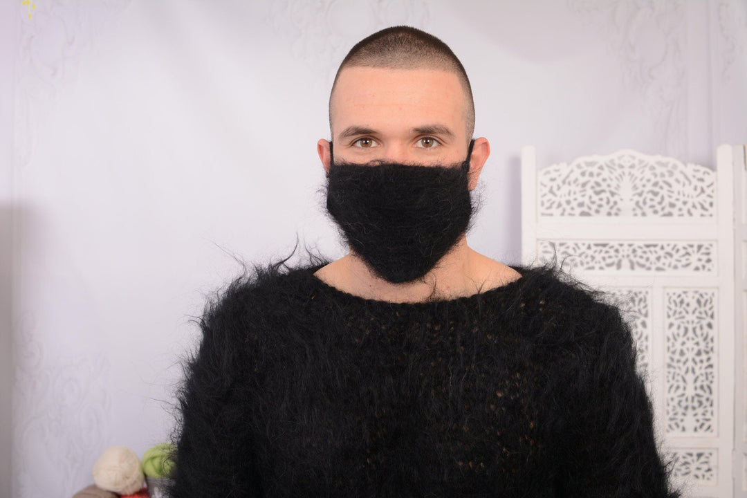 Crochet Mohair Face Mask Cover – Fluffy Reusable Knit Face Warmer T741