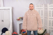 Riesiger 40-Strang Mohair-Pullover – Dickes handgestricktes, weiches, flauschiges Oberteil T701M