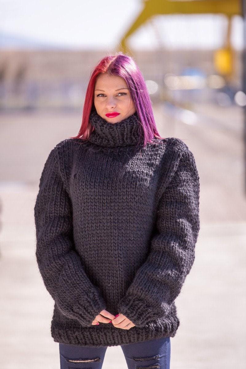 Wool Sweater 100% Natural Wool, Hand Knitted Big Chunky Jumper T511