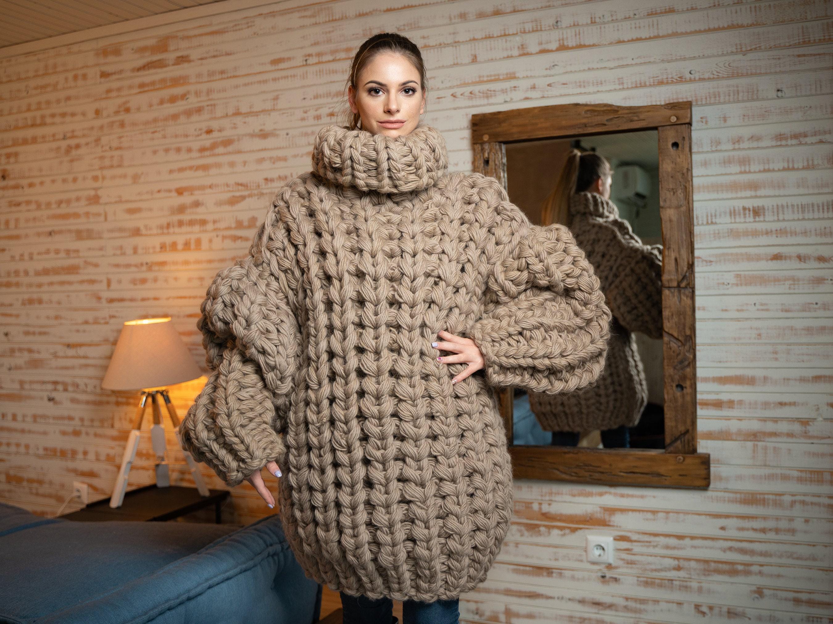 Tiffy Mohair Beige 6 kg Wool Oversized Turtleneck T1101