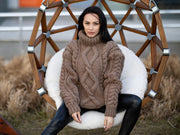 Pull en tricot torsadé épais, Pull en laine tricoté main, Pull d'hiver chaud T1179