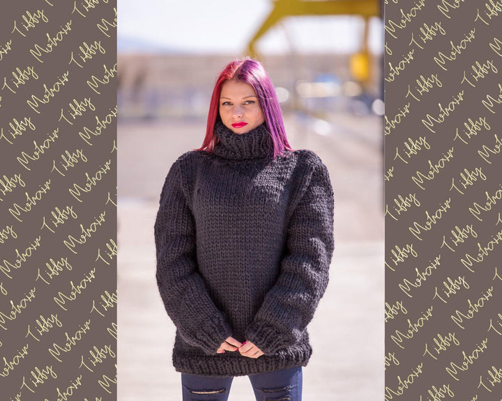 Wool Sweater 100% Natural Wool, Hand Knitted Big Chunky Jumper T511
