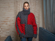 Pull en laine douce, tricoté à la main, 100 % pure laine, à mailles torsadées, pull d'hiver épais T1110