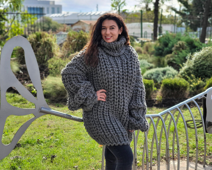 5-Strand Itchy Wool Sweater – Chunky English Rib Knit Winter Jumper T901