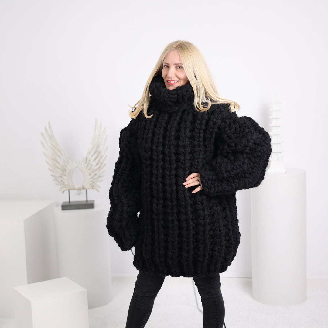 Heavy Hand Knit Wool Sweater, Chunky English Rib T1625
