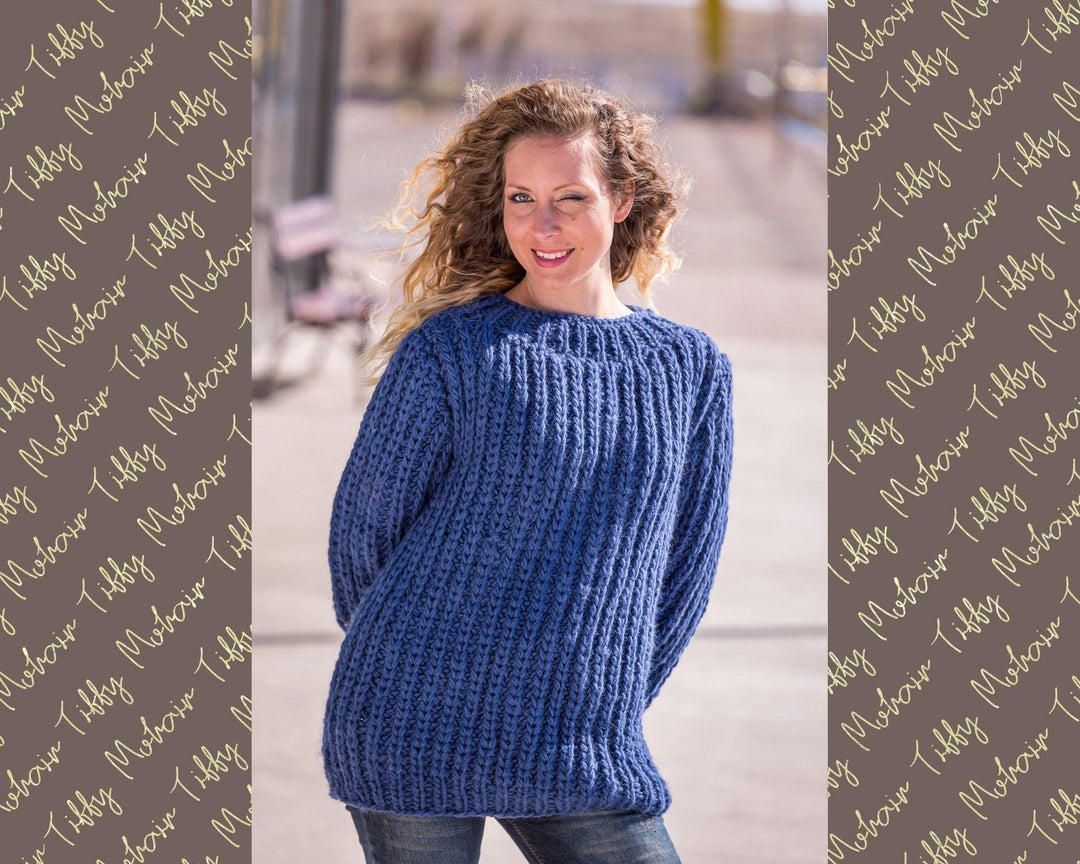 Wool Sweater for Women Oversized, Hand Knitted Warm Pullover T513