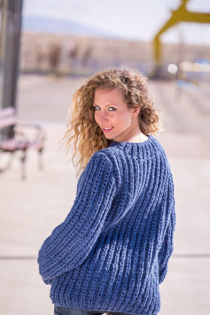 Wool Sweater for Women Oversized, Hand Knitted Warm Pullover T513