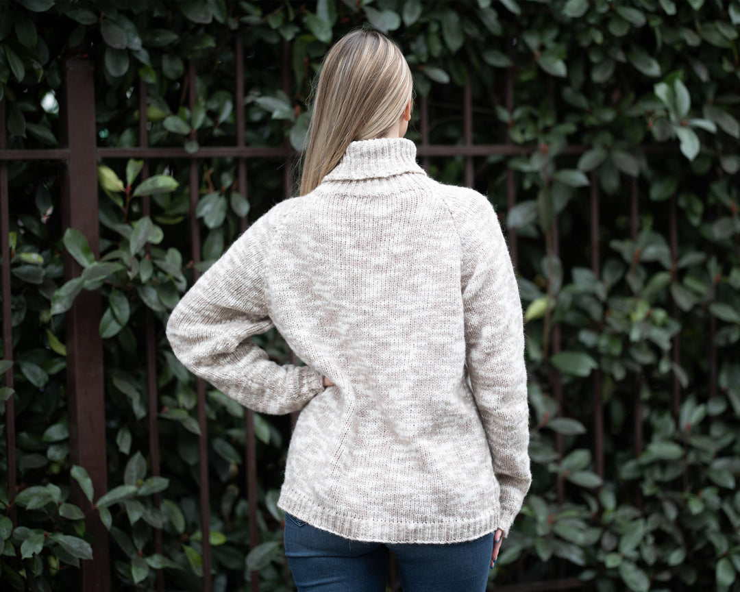 Merino Wool Sweater Melange, Hand Knitted Soft Lightweight Jumper T1332