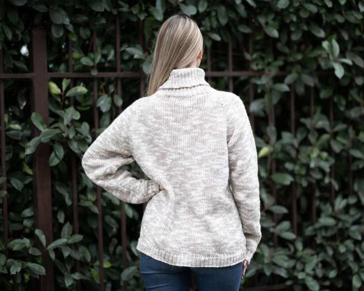 Merino Wool Sweater Melange, Hand Knitted Soft Lightweight Jumper T1332
