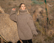 Pull d'hiver épais et confortable en laine beige 5 brins (qui gratte) – Réf. T1303