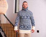 Handgestrickter norwegischer Pullover – 100% reine, weiche Wolle Fair Isle Pullover T821M