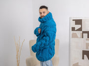 Blue 5-Strand Soft Wool Turtleneck Sweater T1666M