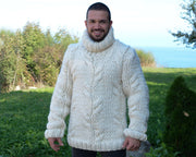 Cream 5-Strand Soft Wool Cable Turtleneck Sweater T662M