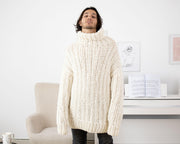 Chunky Hand-Knitted Baby Alpaca Sweater – Extra Soft Ribbed Jumper T1340