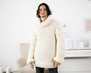 Chunky Hand-Knitted Baby Alpaca Sweater – Extra Soft Honeycomb Jumper T1339