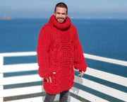 Super Chunky Zopfstrickpullover – Handgestrickter Unisex-Pullover aus Merinowolle T667M