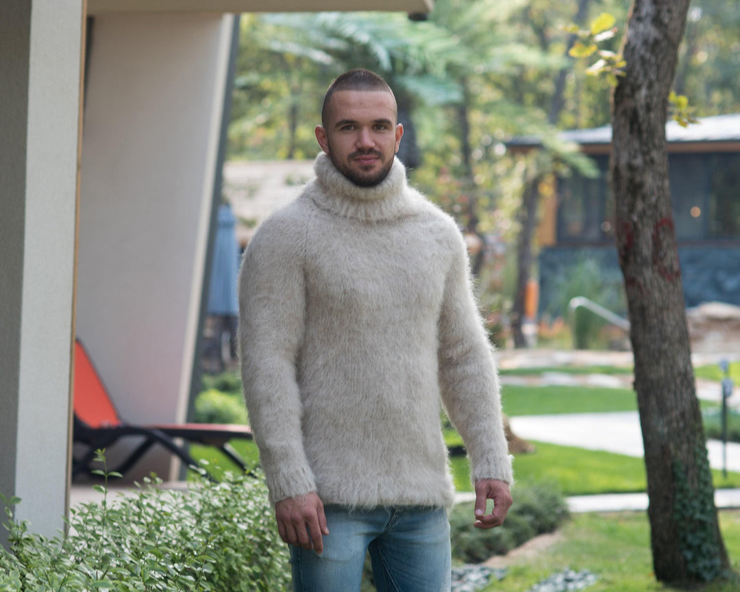 Exquisite Italian Sweater – 5-Strand Kid Mohair, Yak, Alpaca & Merino Wool Super Fluffy Jumper T851M