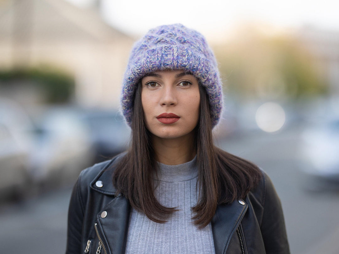 Melange Alpaca Hat – Hand Knitted Soft Wool Blend Winter Beanie T1170