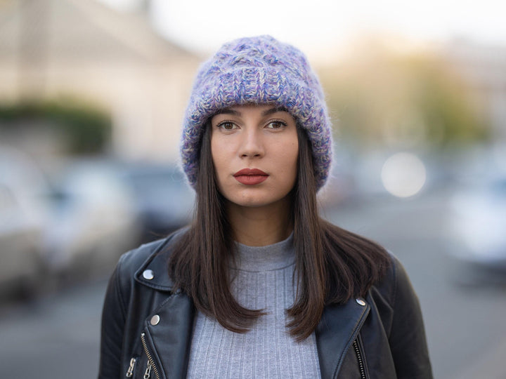Melange Alpaca Hat – Hand Knitted Soft Wool Blend Winter Beanie T1170
