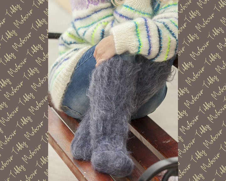 Mohair Socks – Hand Knitted Fluffy Fuzzy Legwarmers T505