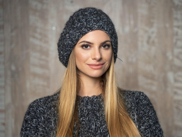 Melange Alpaca Mix Hat – Hand Knitted Soft Warm Winter Beanie T1147
