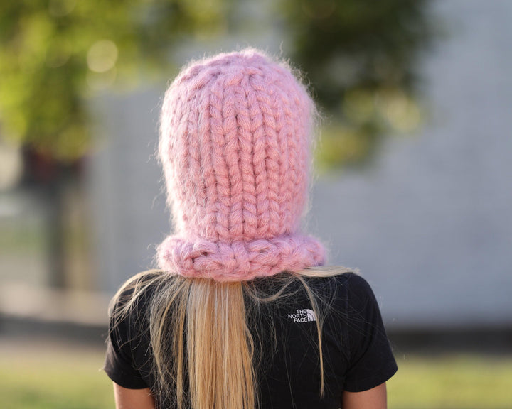 30-Strand Mohair Balaclava – Hand Knitted Chunky Winter Hat T1455