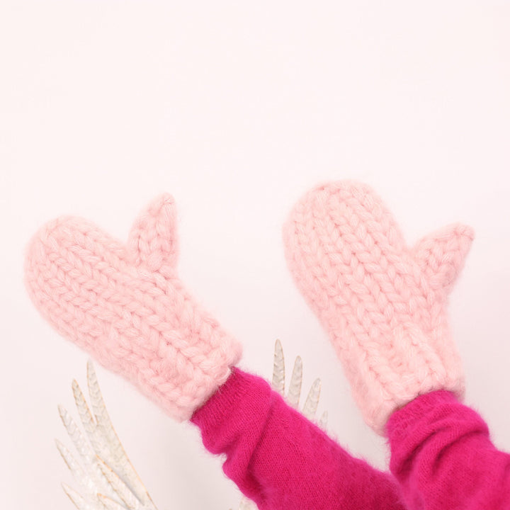 Gray Mohair Mittens – Hand Knitted Extra Chunky Fluffy Gloves T1624A