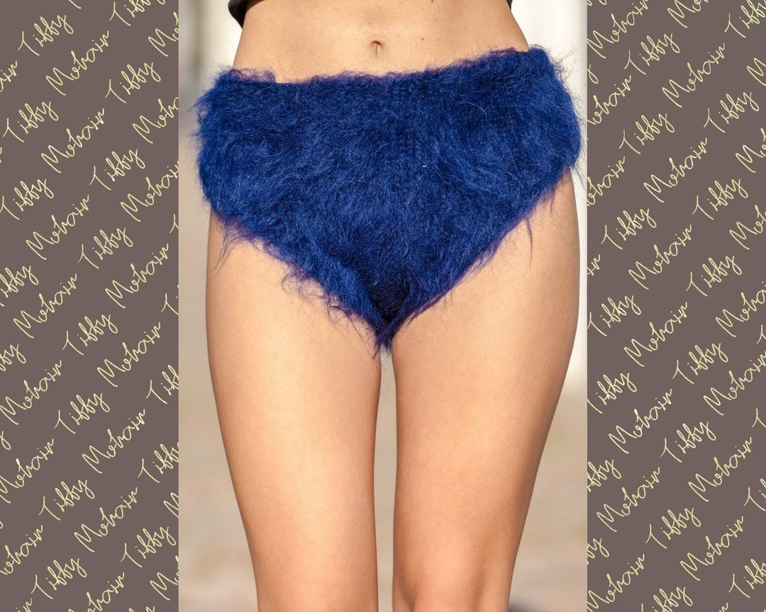 Mohair Panties – Hand Knitted Fluffy Winter Underwear, Soft Fuzzy Briefs T408