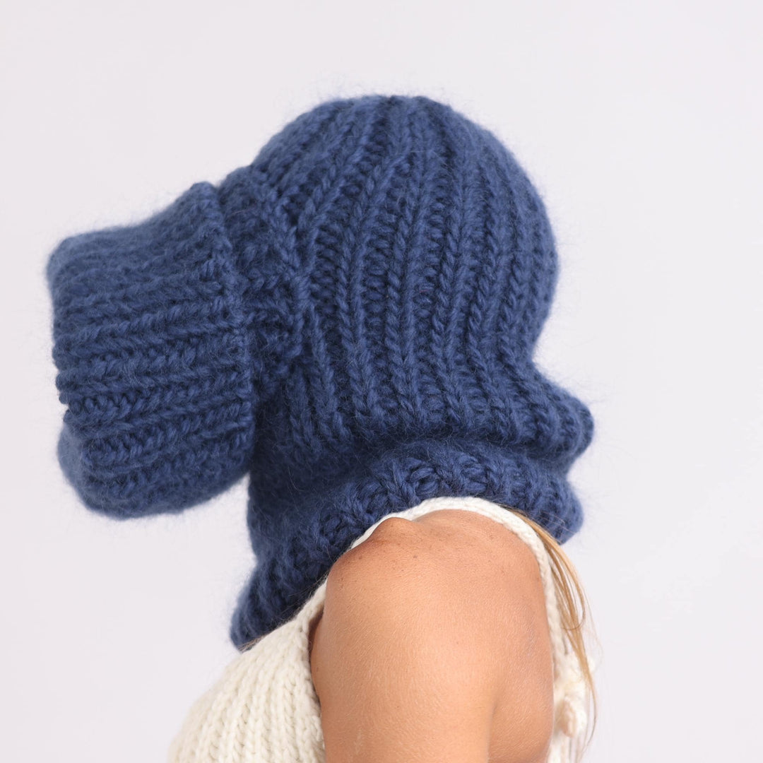 Mohair Wool Balaclava – Hand Knitted Chunky Winter Hood T1736