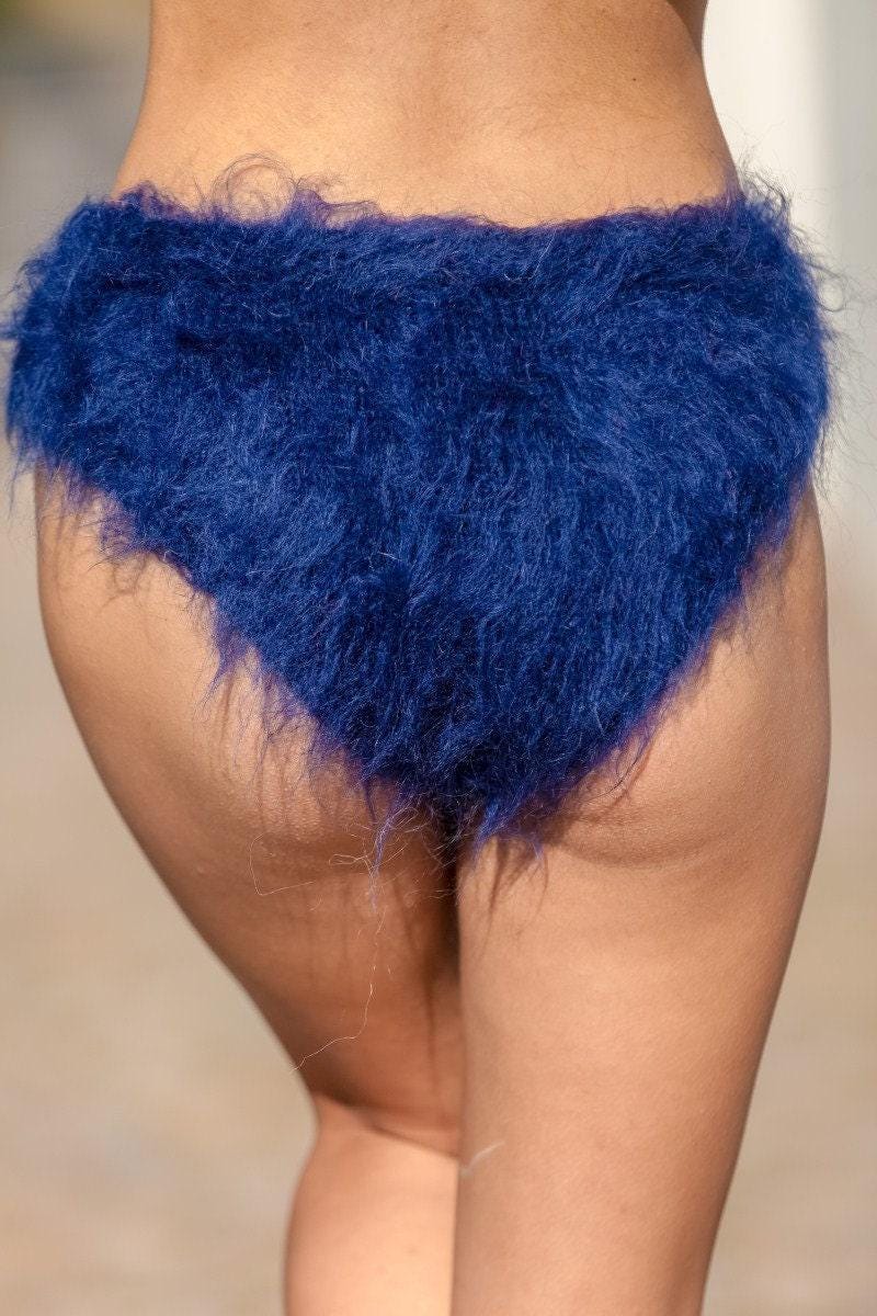 Mohair Panties – Hand Knitted Fluffy Winter Underwear, Soft Fuzzy Briefs T408