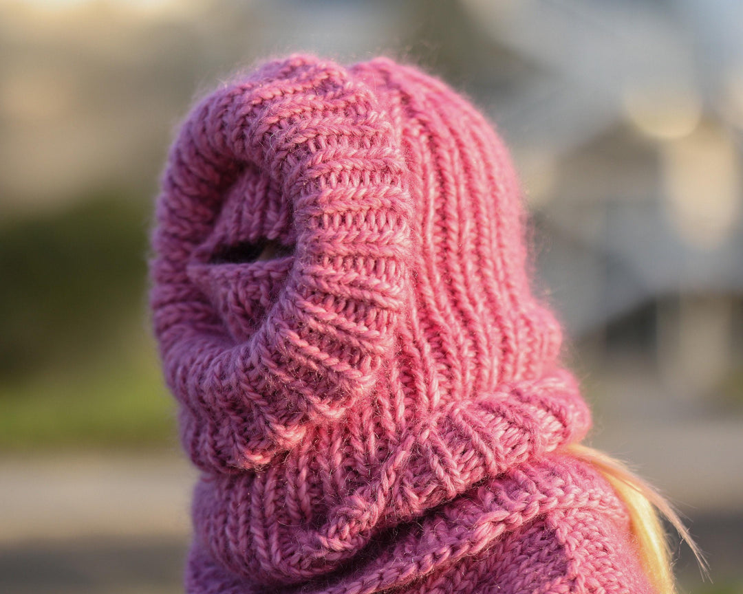 Mohair Wool Balaclava – Hand Knitted Chunky Winter Hood T1487