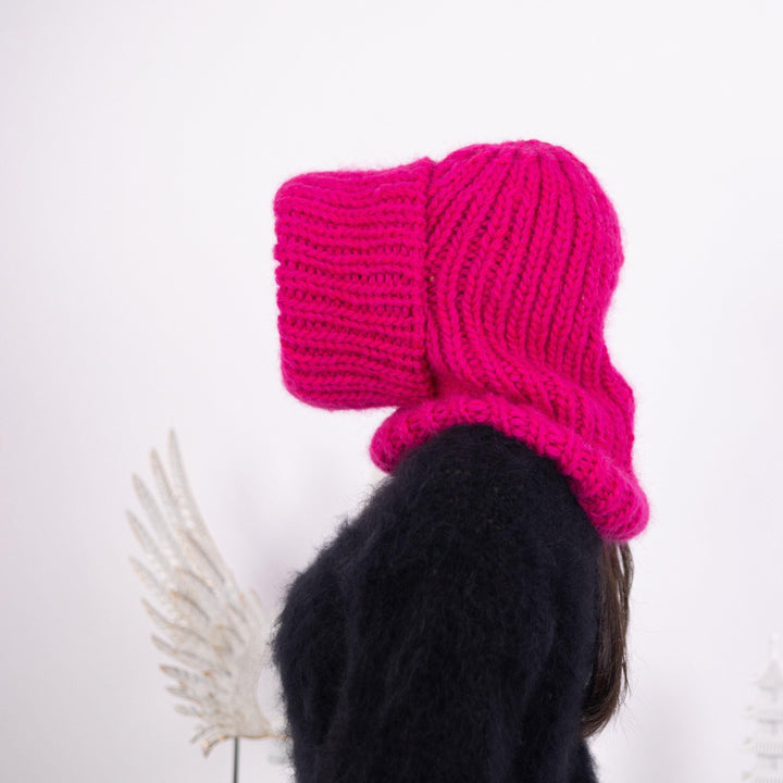 Chunky Knit Mohair Balaclava: Wool Blend Ski Mask T1600