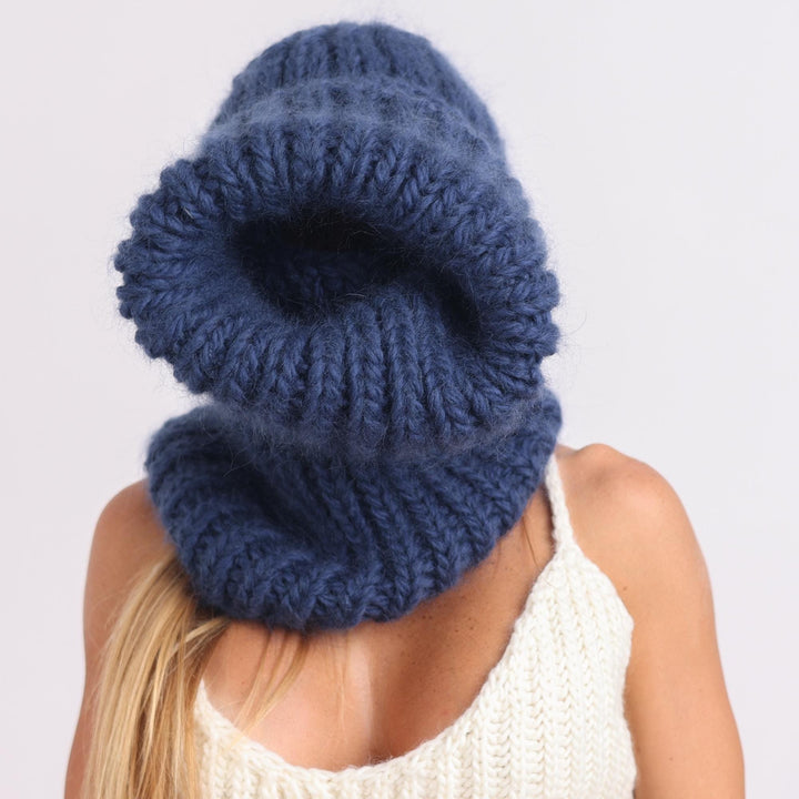 Mohair Wool Balaclava – Hand Knitted Chunky Winter Hood T1736