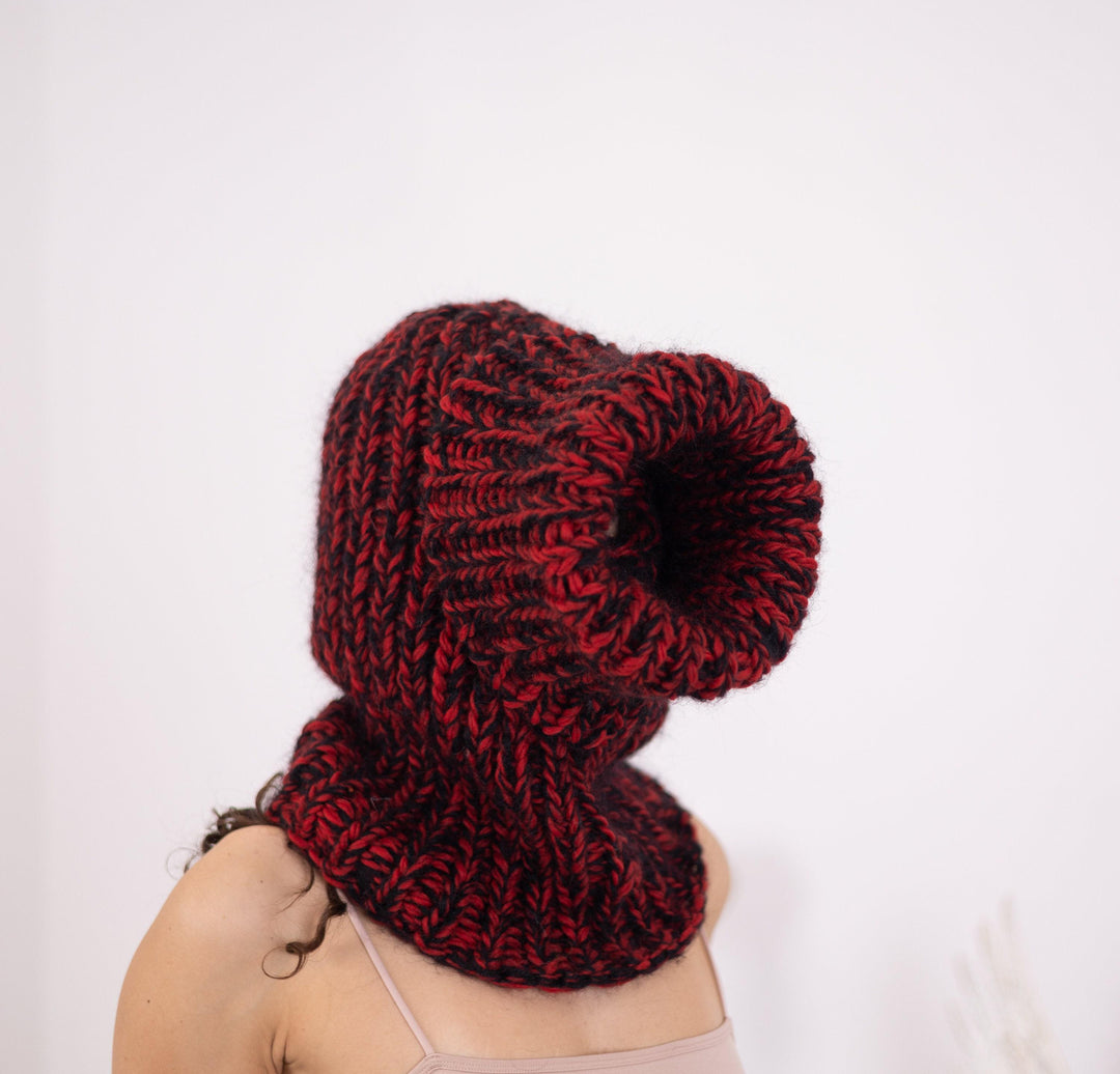 Mohair Wool Balaclava – Hand Knitted Chunky Ski Hood T1557