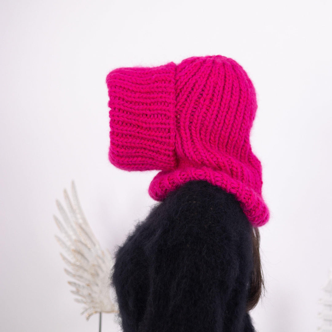 Chunky Knit Mohair Balaclava: Wool Blend Ski Mask T1600