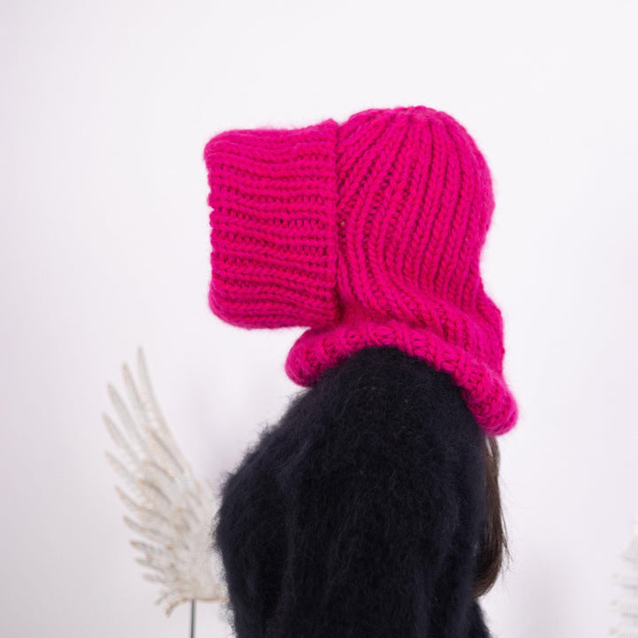 Chunky Knit Mohair Balaclava: Wool Blend Ski Mask T1600