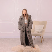 Brown 3-Strand Wool Long Cable Cardigan T2008
