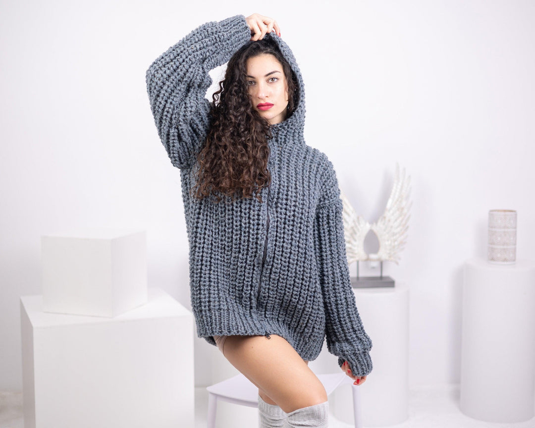Itchy Wool Cardigan – Hand Knitted 100% Wool English Rib Jacket T1540