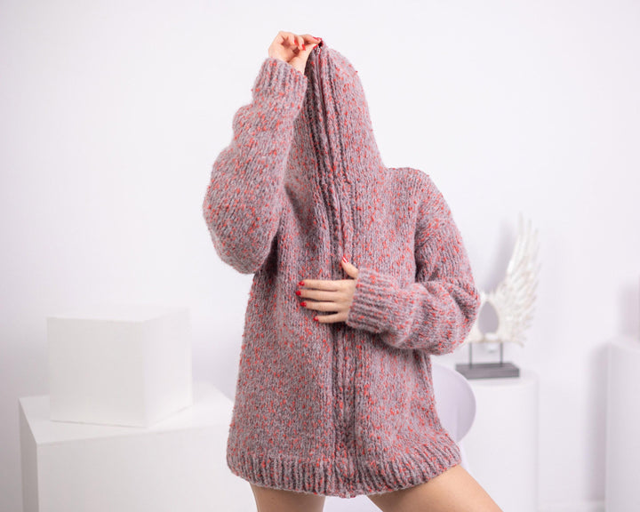 Baby Alpaca Merino Cardigan – Hand Knitted Full Cover Wool Jacket T1541