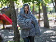 Gilet extra épais – Mélange 14 fils de laine mérinos et alpaga tricoté main T1210