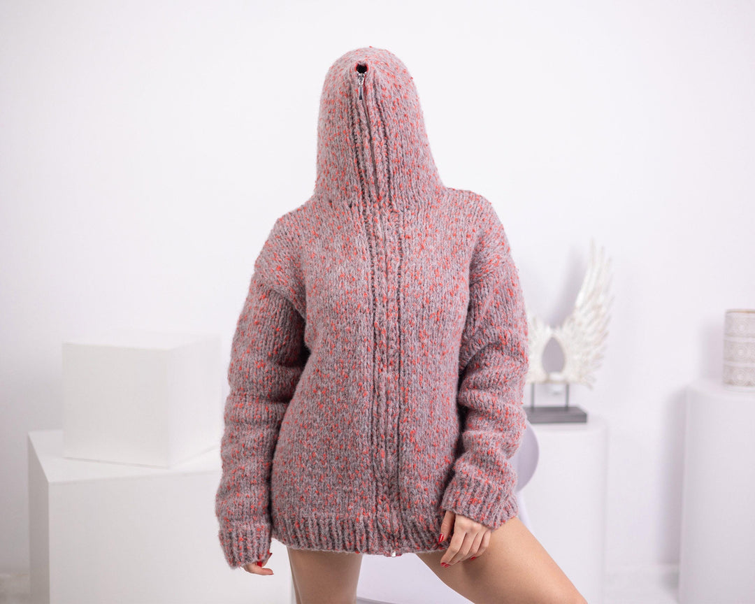 Baby Alpaca Merino Cardigan – Hand Knitted Full Cover Wool Jacket T1541