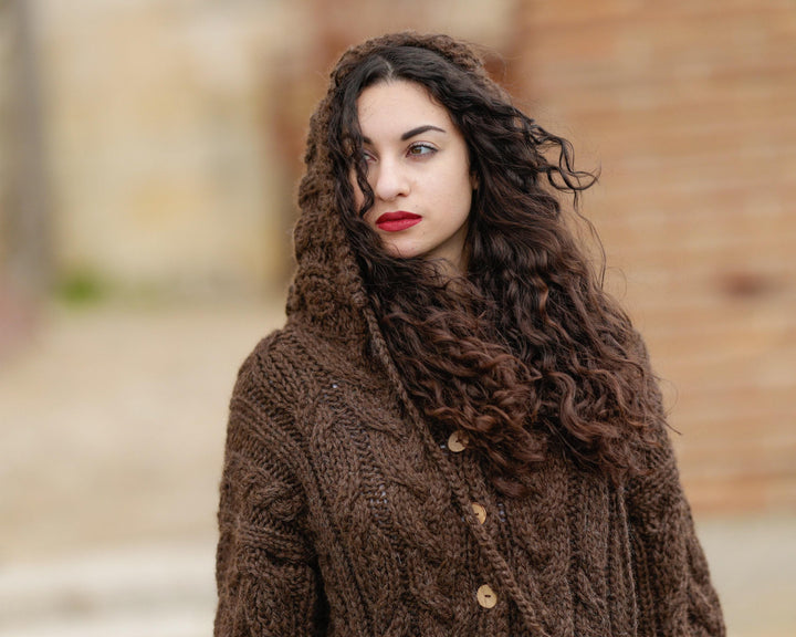Alpaca Wool Cardigan – Hand Knitted 100% Alpaca Sweater T1385