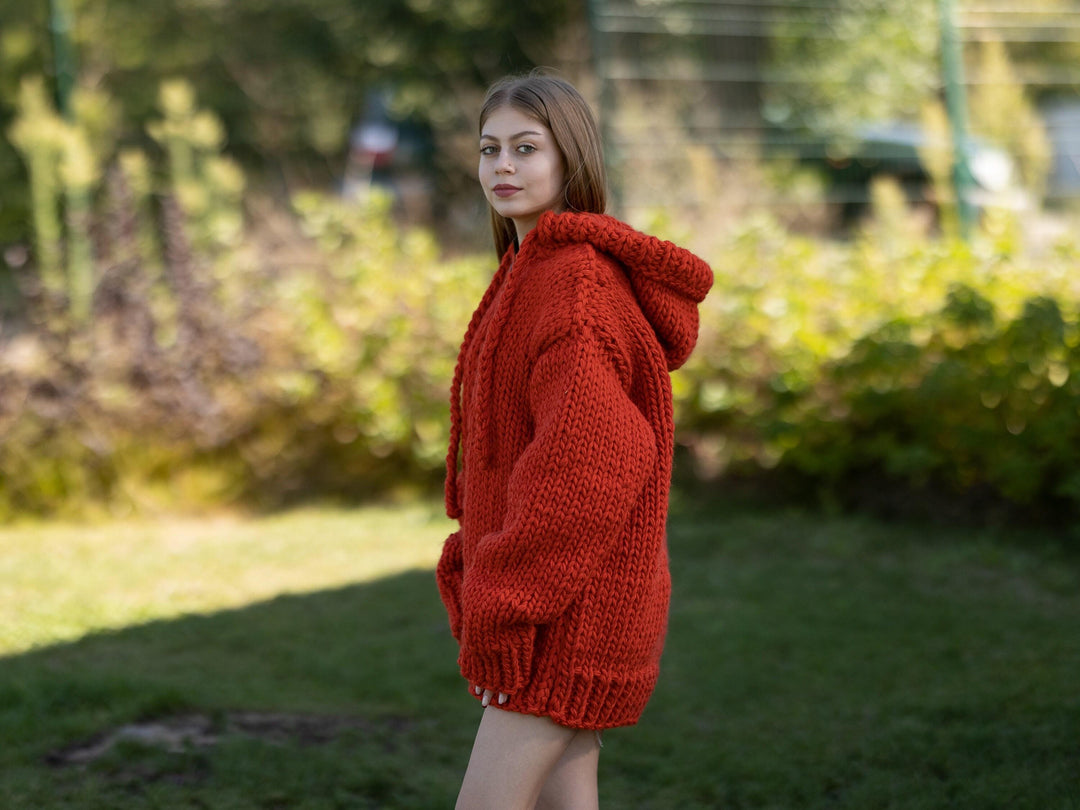 Chunky Wool Cardigan – Hand Knitted 100% Wool Jacket T1266