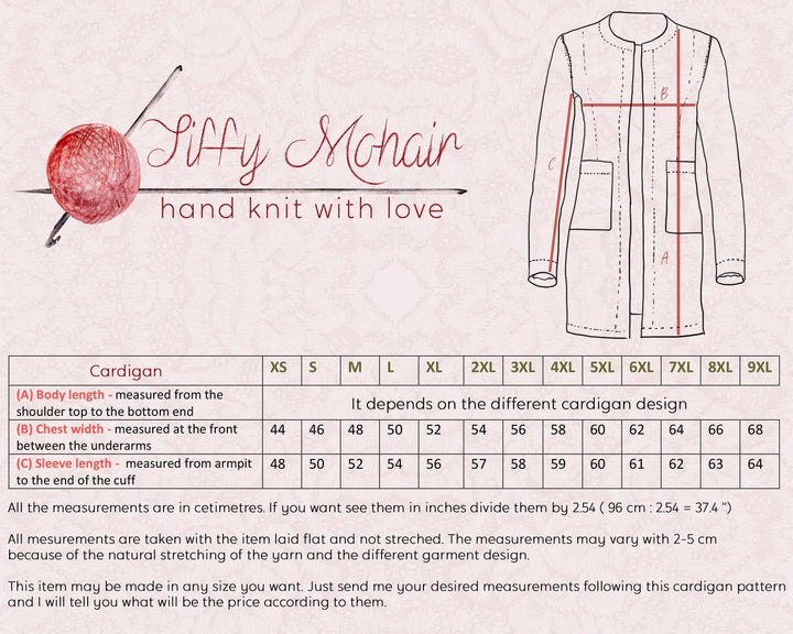 Rose Mohair Cardigan – Hand Knitted Cable Knit Sweater T1720