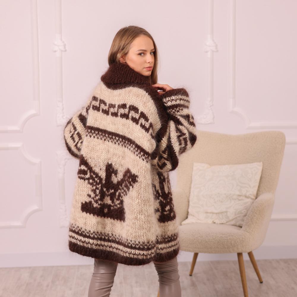 Chunky Mohair Cardigan – Hand Knitted Vintage Mohair Coat T2002