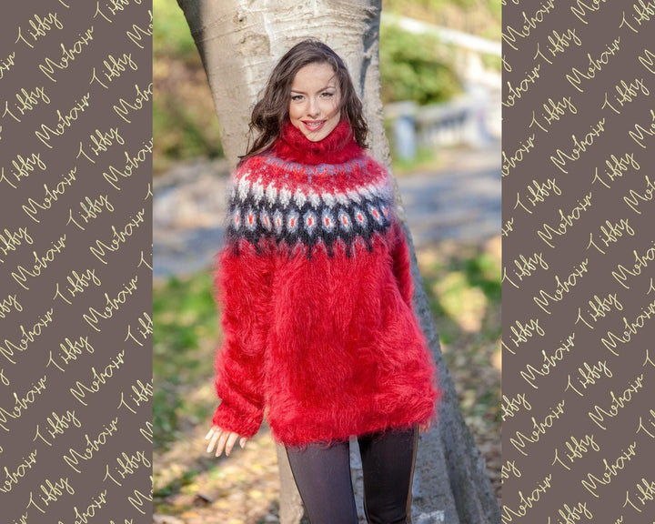 Mohair Sweater – Hand Knitted Icelandic Lopi Wool Pullover T386