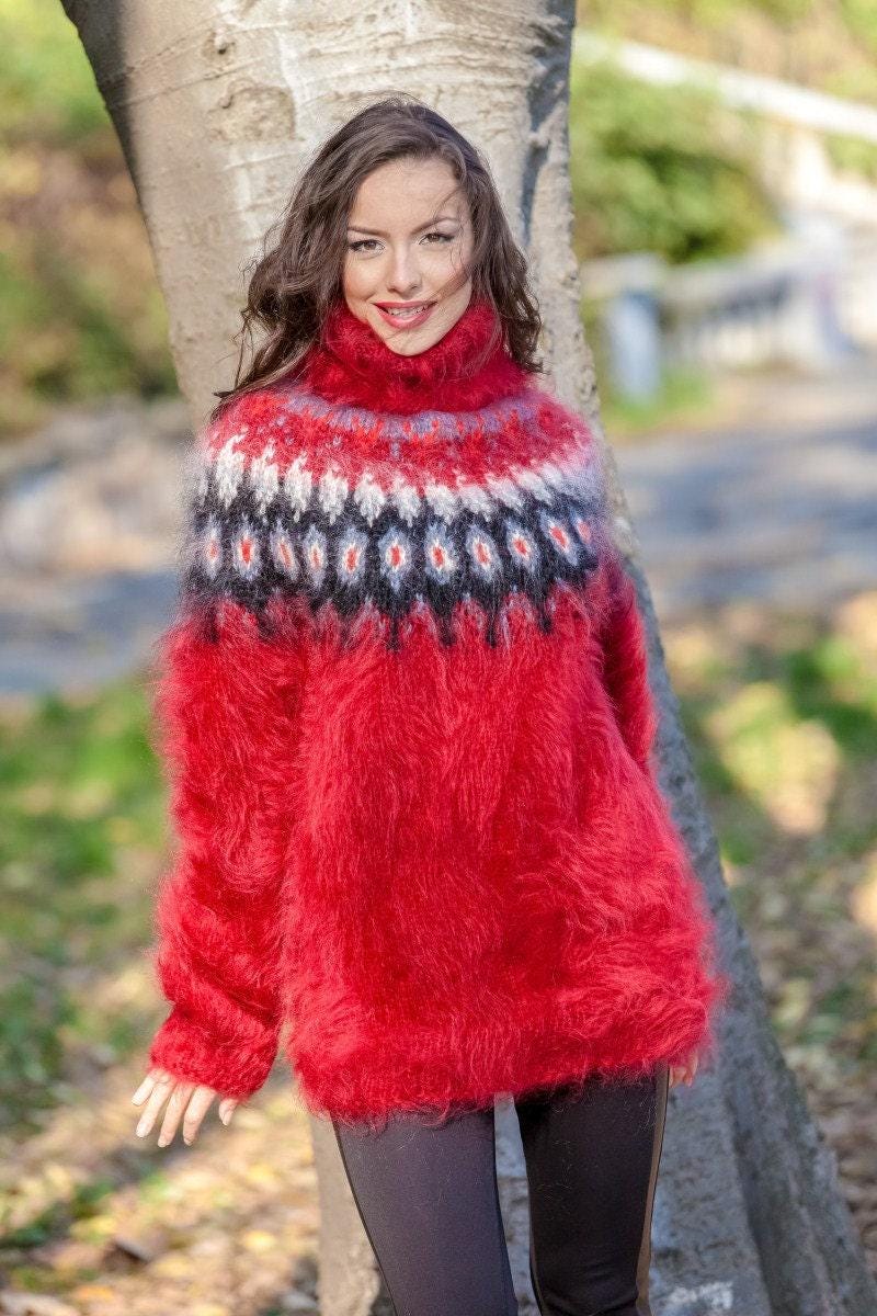Mohair Sweater – Hand Knitted Icelandic Lopi Wool Pullover T386