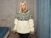 Pull en mohair crème – Tricoté main islandais T1121