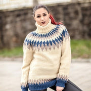 Pull en laine Lopi – Tricoté main islandais nordique T430