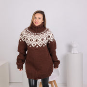 Multicolor 2-Strand Wool Lopapeysa Turtleneck T1788